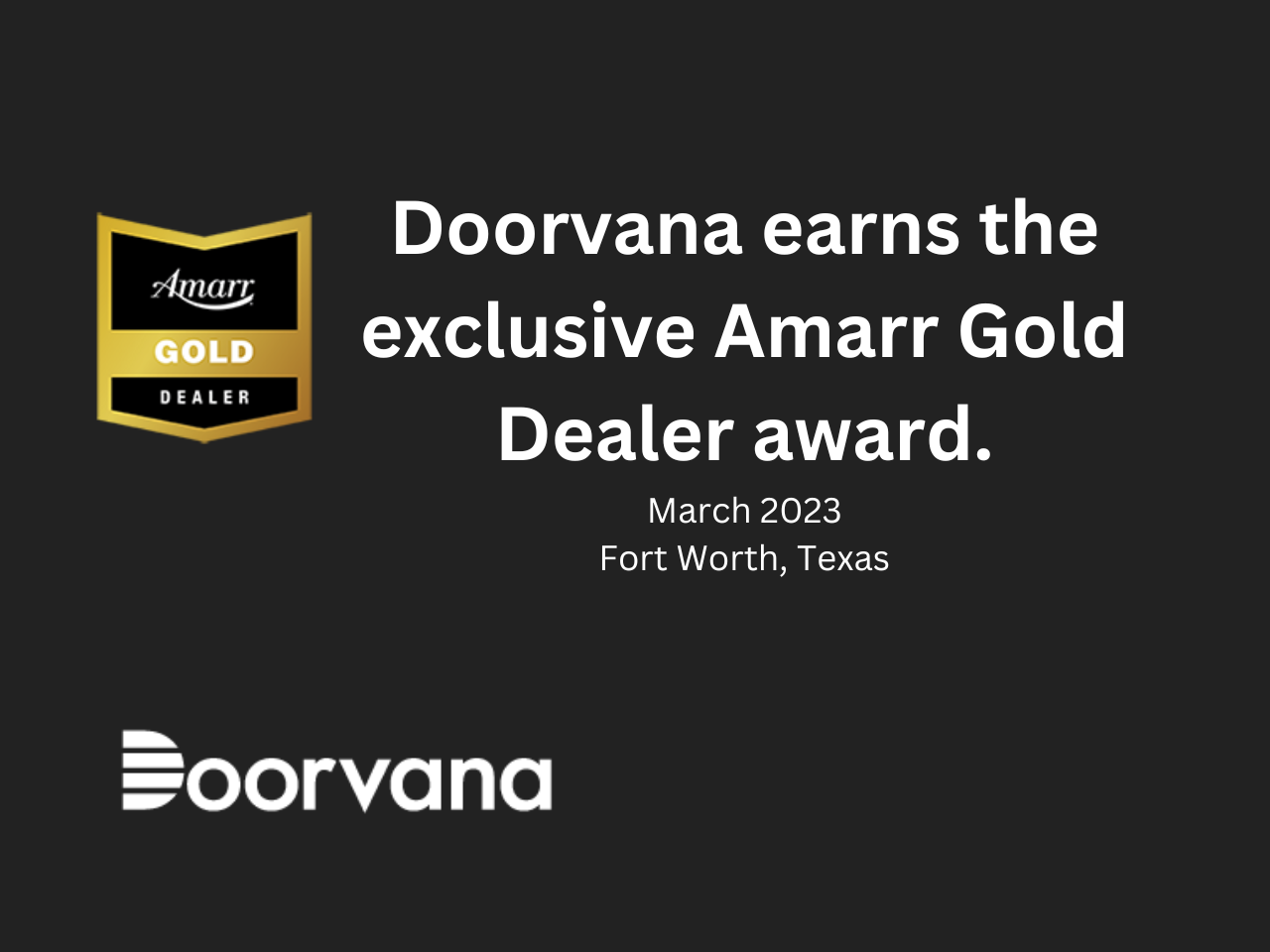 Doorvana Earns Amarr Gold Dealer Designation for Exceptional Garage Door Services in Fort Worth, Texas