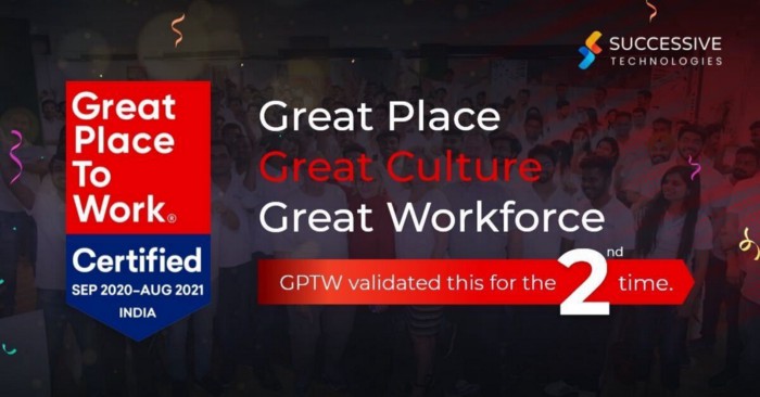 Successive Technologies is a Great Place to Work-Certified ™ Company in 2020