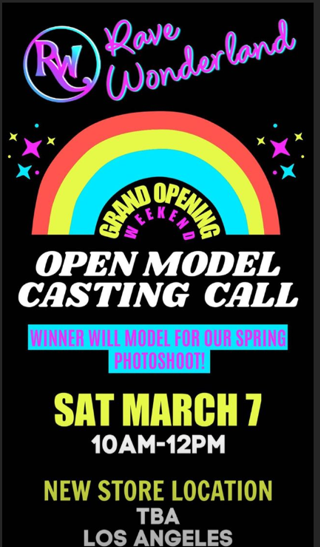 ANNOUNCES OPEN MODEL CASTING AT NEW STORE LOCATION!